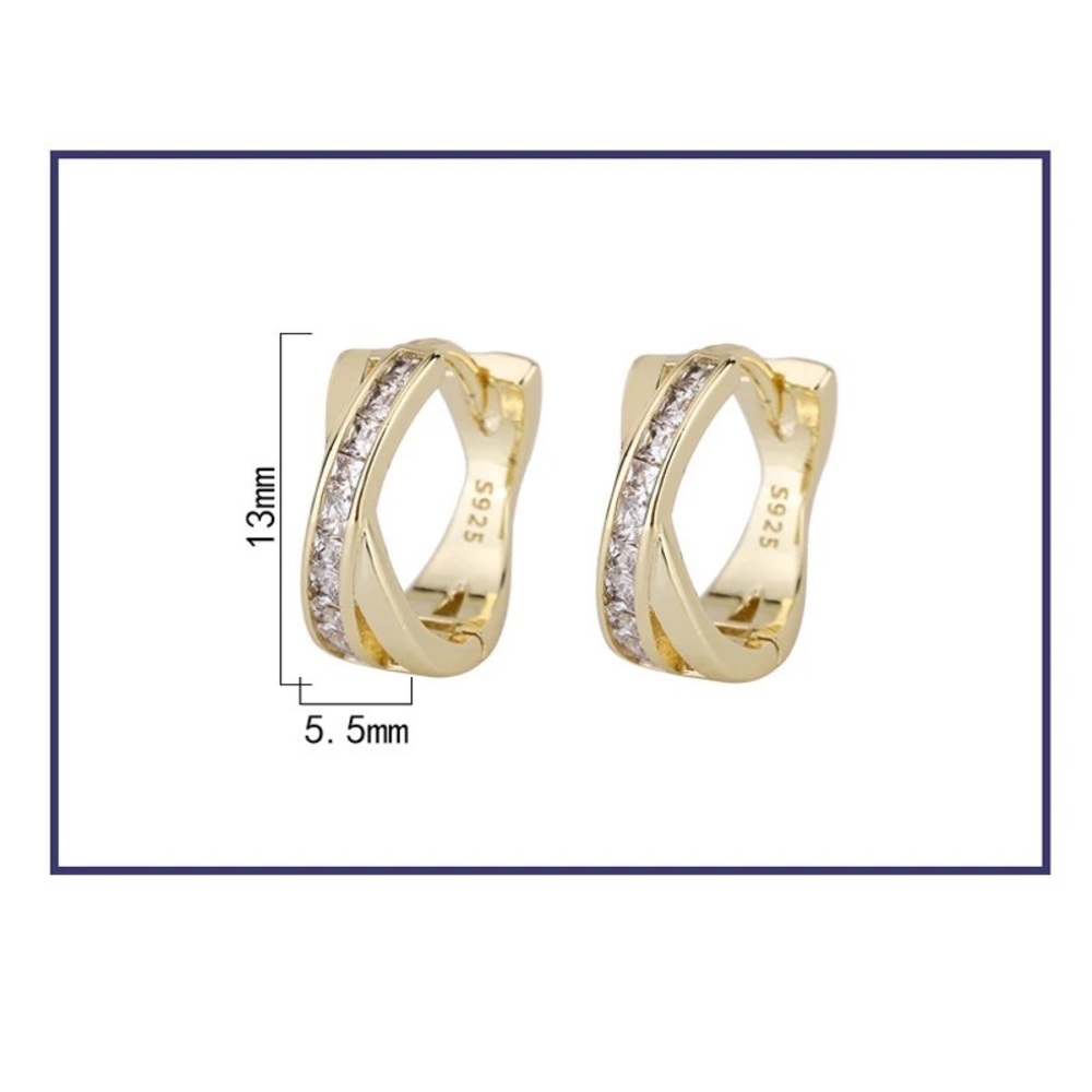 S925 Sterling Silver Earrings Inlaid Crystal Round Plating Earrings Engagement - Picture 2 of 6